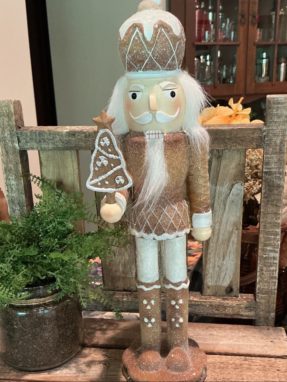 Glittery Gingerbread Nutcracker Tabletop Decor